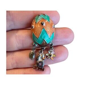 Vintage Enamel Easter Egg Brooch Pin